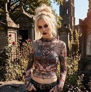 🗝️ Vintage Aesthetic Tattoo Print Mesh Top ​🗝️  Long Sleeve 🗝️